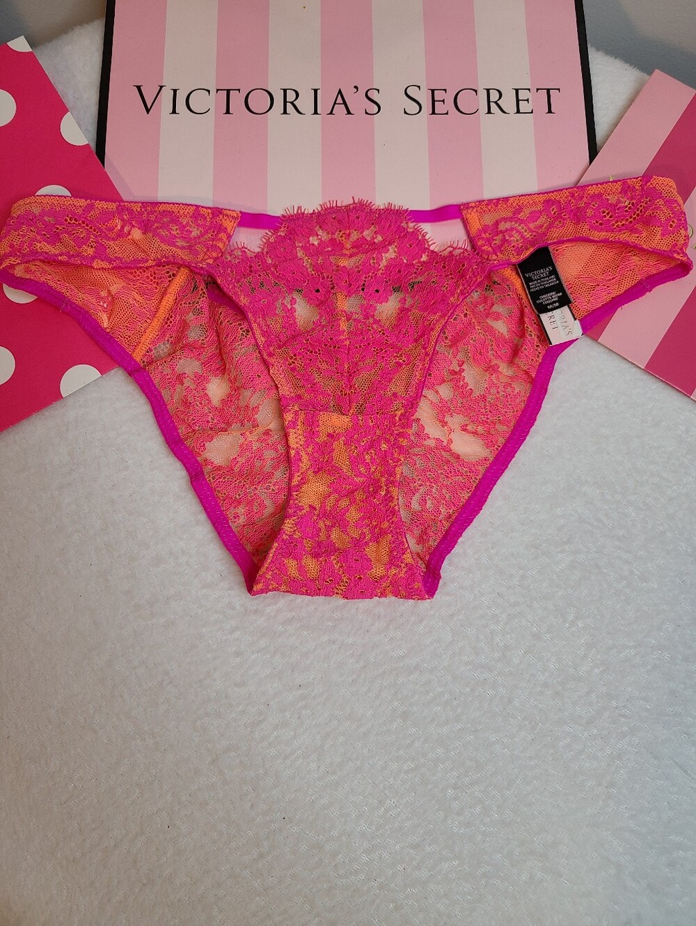 Y2K Victoria's Secret Sexy Floral Lace Cut-out Cheekini Panty Size M